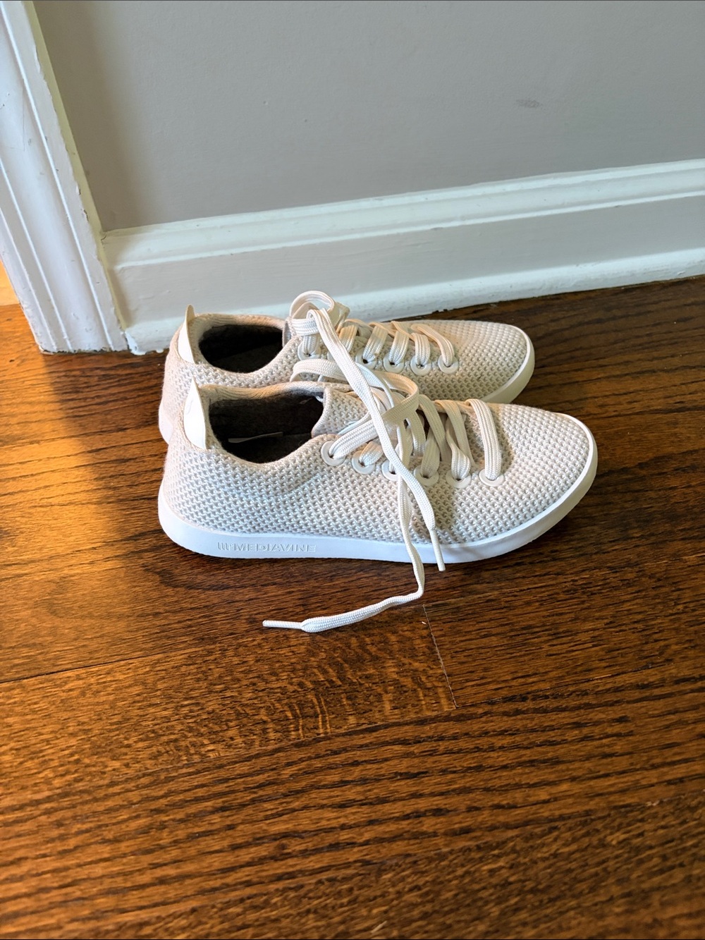 Light Beige Knit Sneakers - Slip-On Lace Up